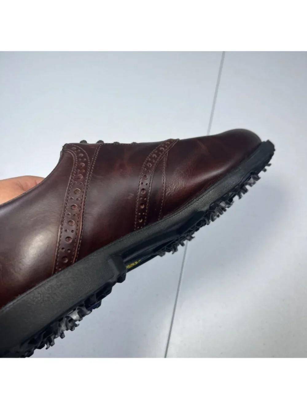 FootJoy Mens Brown Leather Spiked Golf Shoes Size 10.5 Wide Extra Comfort NWOT